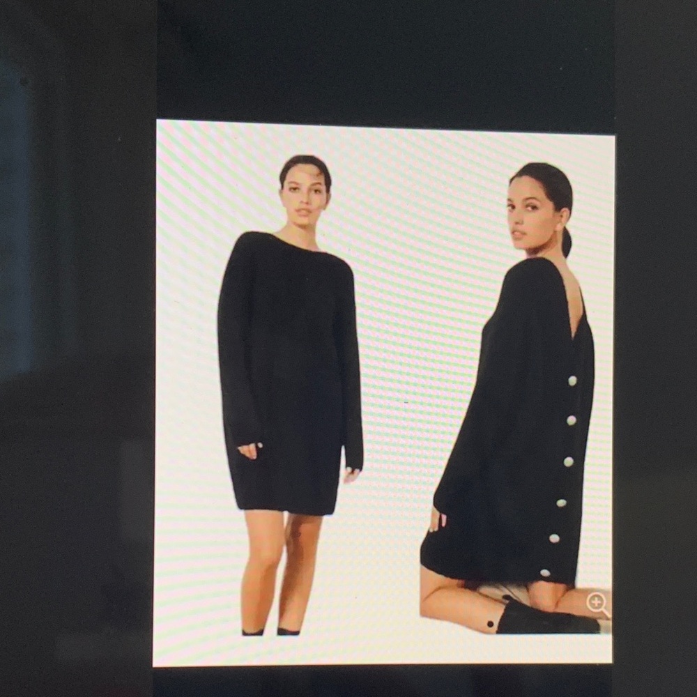 ba&sh Black Long Sleeve Dress with Button Detail